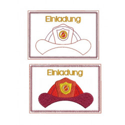 Stickdatei - ITH Postkarte Einladung Feuerwehrhelm 